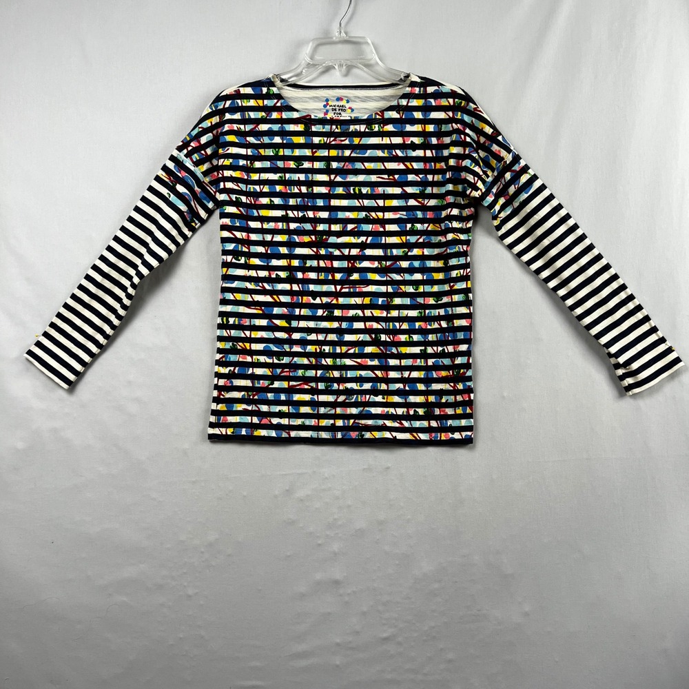 Michael De Feo for J.Crew T Shirt Women XXS Striped Long Sleeve Artsy Cotton